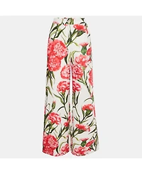 Pre-Owned Dolce & Gabbana Women's White/pink Floral Print Jersey Flared Trousers