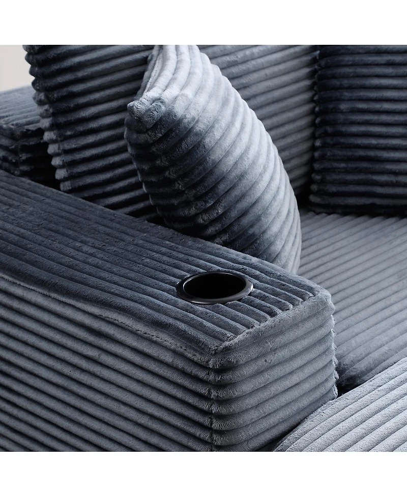 Streamdale Furniture 52.4" Oversized Corduroy Chaise Lounge Sofa Bed