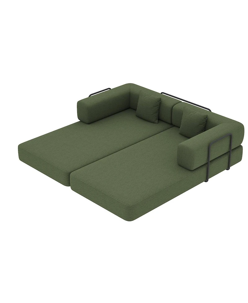 Streamdale Furniture Convertible Corduroy Sleeper Sofa Bed with Pillow - Green