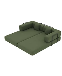 Streamdale Furniture Convertible Corduroy Sleeper Sofa Bed with Pillow - Green