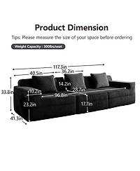 Streamdale Furniture Modular 3 Seat Boneless Sofa, Cloud Sectional Couch with Deep Seat