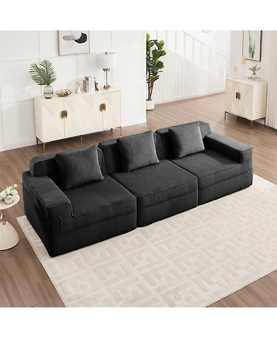 Streamdale Furniture Modular 3 Seat Boneless Sofa, Cloud Sectional Couch with Deep Seat