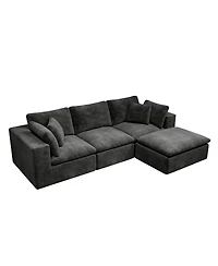 Streamdale Furniture Modular Upholstered Corduroy Sectional Sofa, Gray