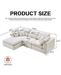 Streamdale Modern L-Shaped Sectional Sofa with Chaise Lounge, Corduroy Couch