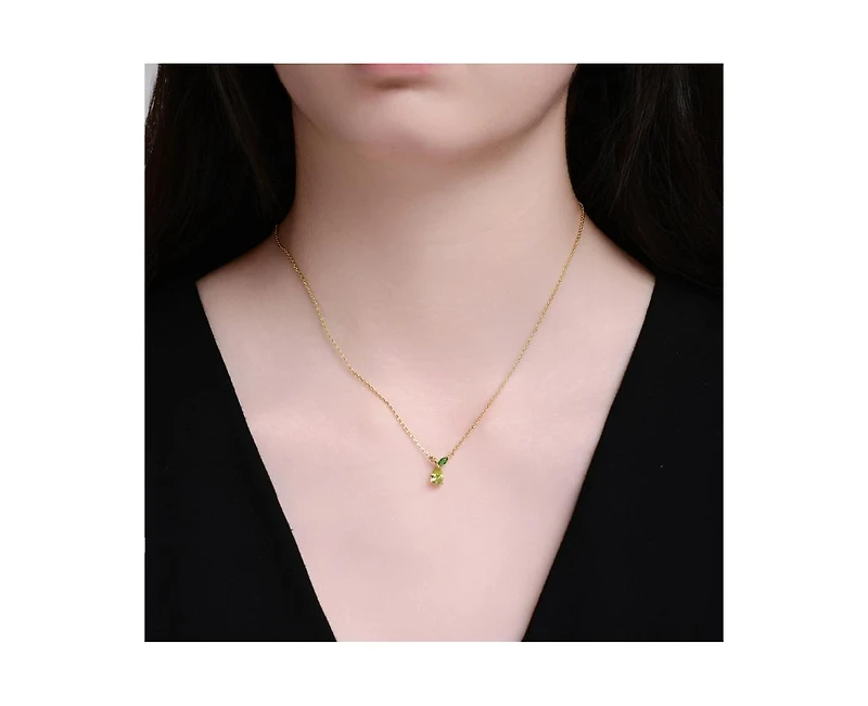 Rachel Glauber Timeless Cz Botanical-Inspired Drop Necklace in 14K Gold Plated