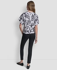 Dkny Women's Heart Print Short-Sleeve Crew Neck Top