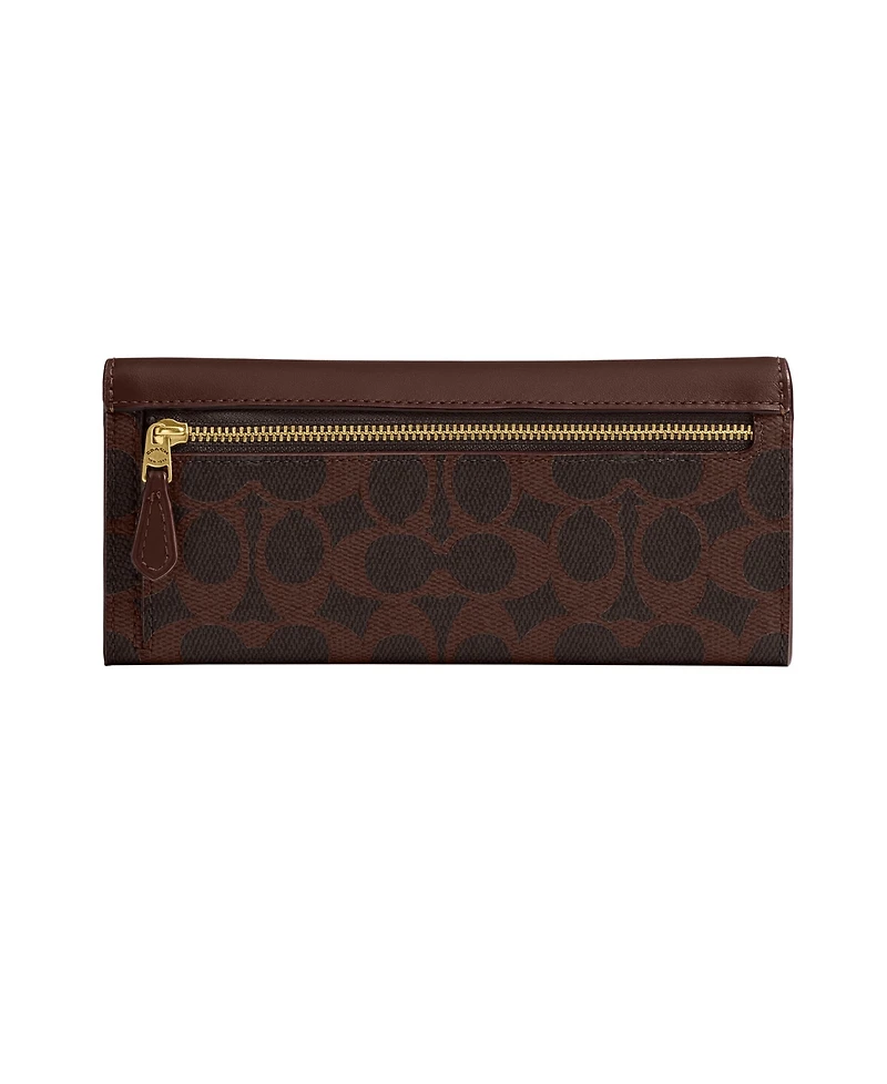 Coach Mila Long Flap Wallet Signature Coated Canvas