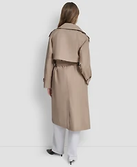 Dkny Women's Belted Funnel Collar Long Trench Coat