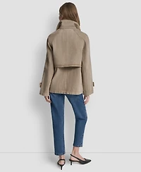 Dkny Women's Denim Double Breasted A-Line Coat
