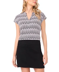 Vince Camuto Women's V-Neck Front Placket Short-Sleeve Blouse