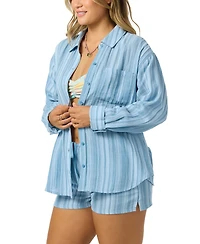 O'Neill Juniors' Leni Waves Collar Neck Striped Top