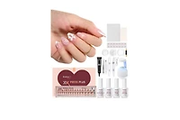 Beetles X Press Short Almond French Tip Press-On Nails Gel Kit with Uv Light (224 pcs)