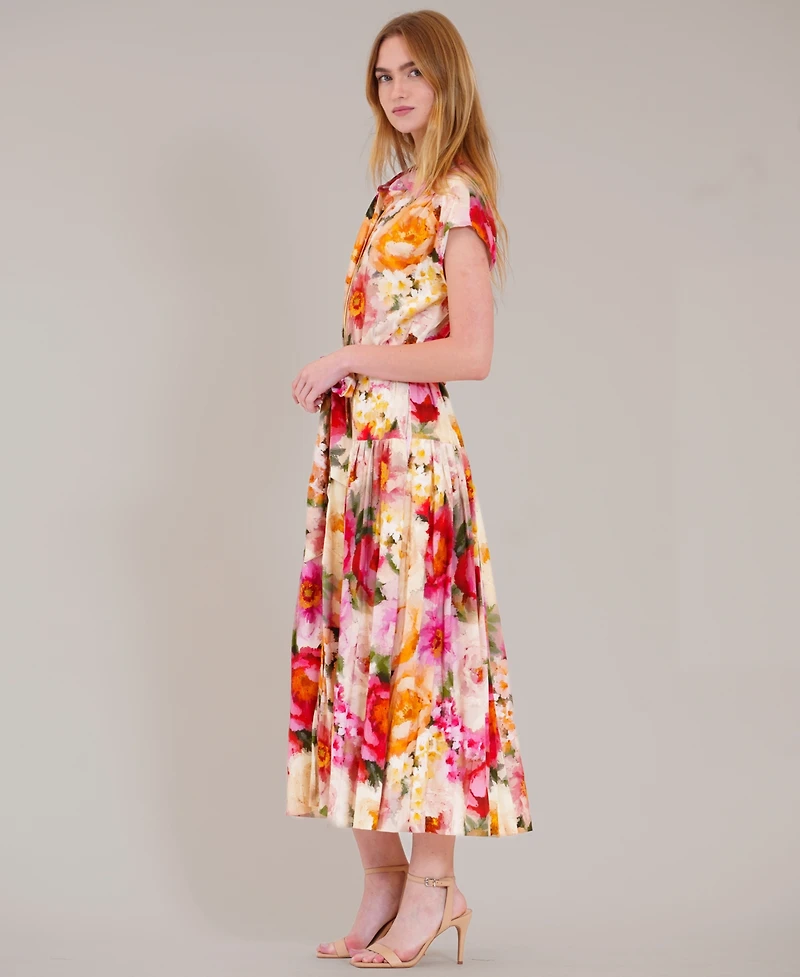 julia jordan Women's Collared Self-Tie Shirt Dress