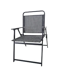 Flynama Outdoor Patio Dining Set for 4 People, Metal Patio Furniture Table and Chair Set with Umbrella, Black