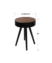 Cesicia 15.7 in. Round Coffee Table with Carved Top – Small Drink Table, Modern Accent Nightstand for Living Room, Bedroom, Office – Eas