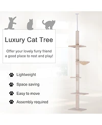 Zeus & Ruta Adjustable Height Floor-to-Ceiling Vertical Cat Tree Climbing Tower