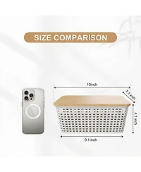 Yigii 6-Piece Stackable Bamboo Lid Storage Bins for Small Space Organization