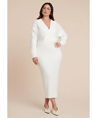 Eloquii Women's Wrap Sweater Maxi Dress