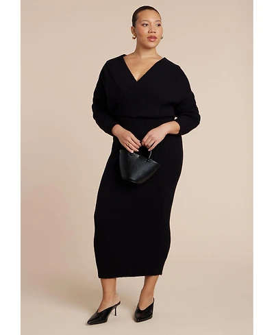 Eloquii Women's Wrap Sweater Maxi Dress