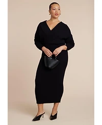 Eloquii Women's Wrap Sweater Maxi Dress