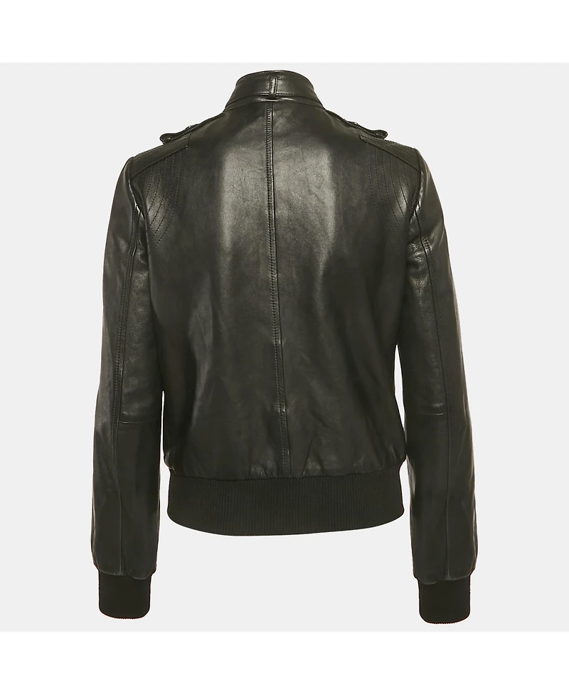 Pre-Owned Dolce & Gabbana Women's Black Leather Biker Jacket