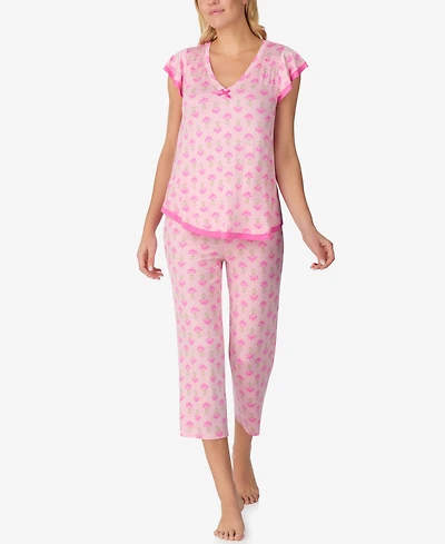 Ellen Tracy Women's Short-Sleeve Jersey Top & Cropped Pants, 2-Piece