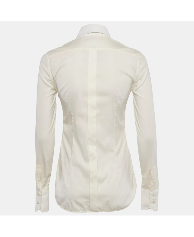 Pre-Owned Balenciaga Women's Cream Cotton Long Sleeve Shirt