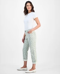 Style & Co Women's Printed Mid-Rise Curvy Capri Jeans, Macy's Exclusive