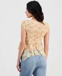 Madden Girl Juniors Lace Hanky-Hem Top