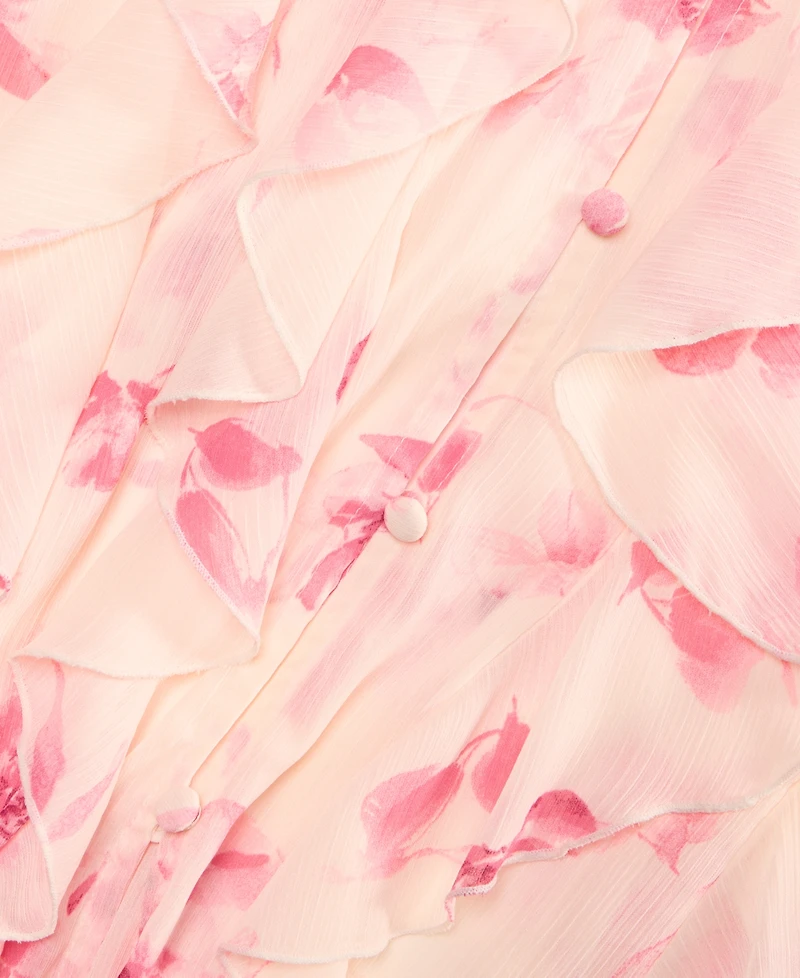 I.n.c. International Concepts Petite V-Neck Ruffled Blouse, Created for Macy's