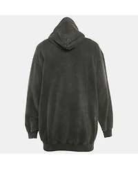 Pre-Owned Balenciaga Men's Faded Black Logo Print Cotton Oversize Hoodie