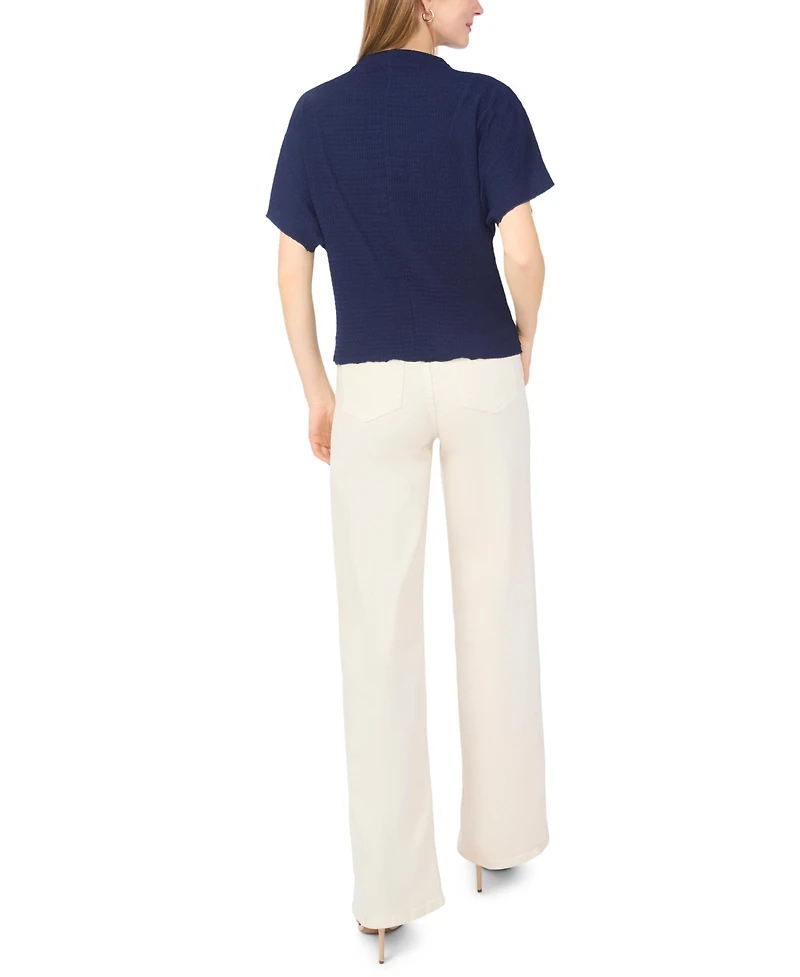 Vince Camuto Women's Textured High Neck Wide Sleeve Top