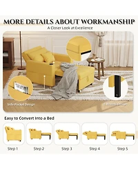 Aecojoy 36" Sleeper Chair, Convertible Chair Bed for Adults, 3-in-1 Pull Out Sofa Chair