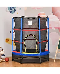 Hongge Kids Indoor Trampoline with Enclosure Springless Bungee Design for Ages Three to Six