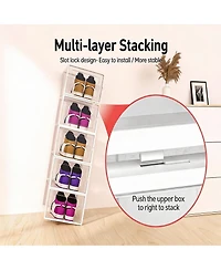 Yigii Xx-Large Clear Stackable Shoe Storage Bins, Multi-Purpose, Durable Abs