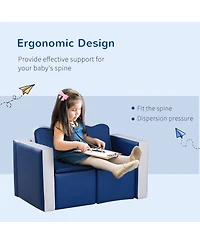 “Hongge Kids Convertible Sofa Table & Chair Set with Storage, 31-Inch”