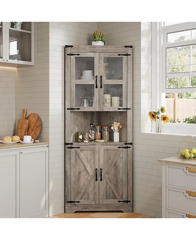 gaomon Tall Corner Cabinet, Farmhouse Storage Kitchen