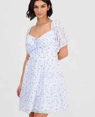 Kingston Grey Trendy Plus Printed Cotton Sweetheart-Neck Dress