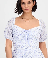 Kingston Grey Trendy Plus Printed Cotton Sweetheart-Neck Dress