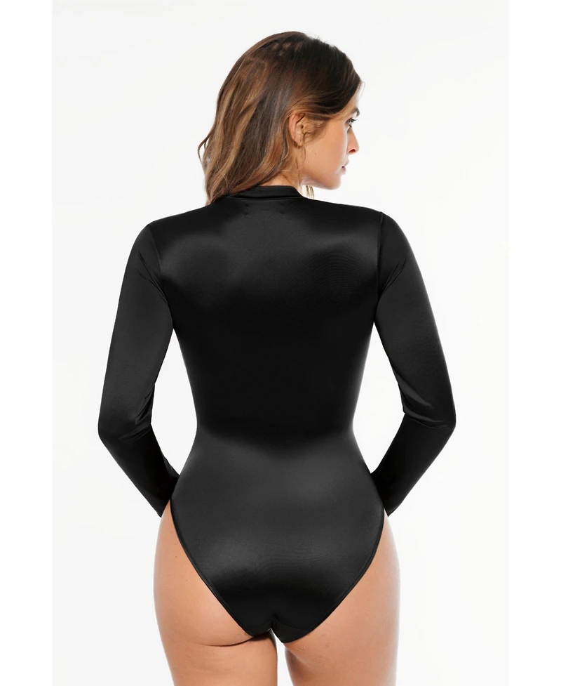 Popilush Women's Shapewear Printed High-Waist Tummy-Control Bodysuit