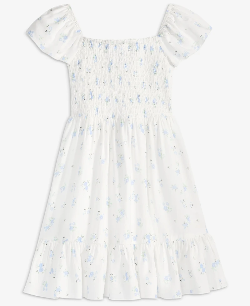 With Jules Big Girls Short-Sleeve Smocked-Bodice Dress