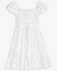 With Jules Big Girls Short-Sleeve Smocked-Bodice Dress