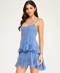 Seni & Cade Juniors' Ruffle Layered Trapeze Scoop Neck Dress