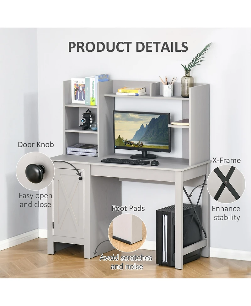 Homcom Computer Office Desk W/ Hutch Storage Cabinet,