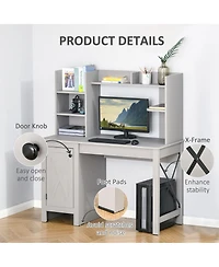 Homcom Computer Office Desk W/ Hutch Storage Cabinet,