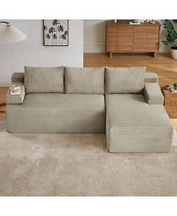 Streamdale Furniture L-Shaped Cloud Sectional Sofa, Camel