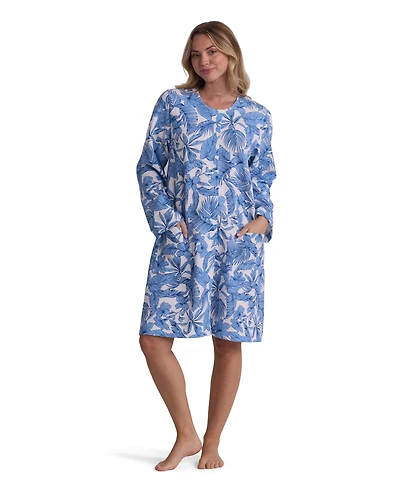 Miss Elaine Women's Long-Sleeve Printed Short Grip Robe