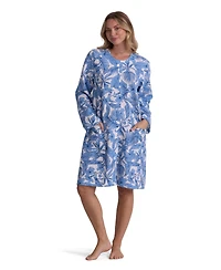 Miss Elaine Women's Long-Sleeve Printed Short Grip Robe