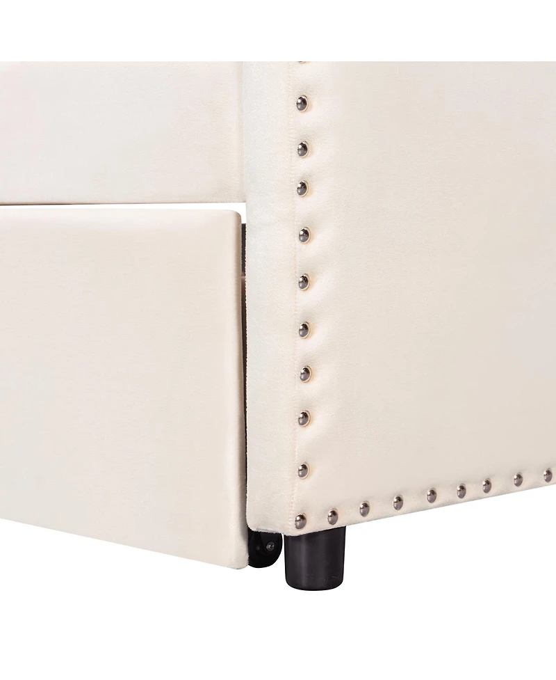 Streamdale Furniture Twin Velvet Upholstered Daybed with Pop Up Trundle