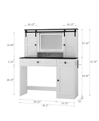 Streamdale Furniture Farmhouse Dressing Table with Lighted Mirror and Drawer